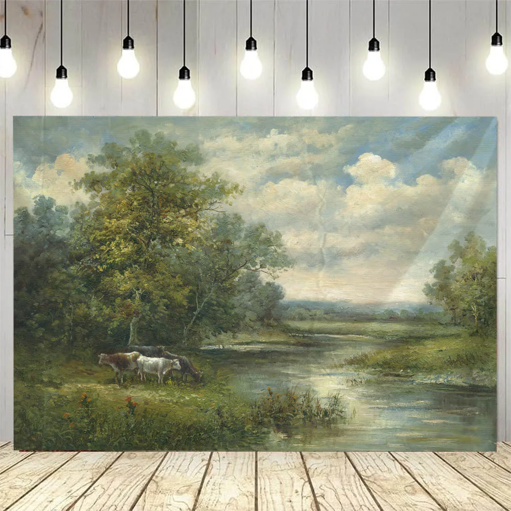 Rural scenery oil painting wall tapestry, retro oil painting, suitable for aesthetic wall decoration in bedrooms, living rooms 5