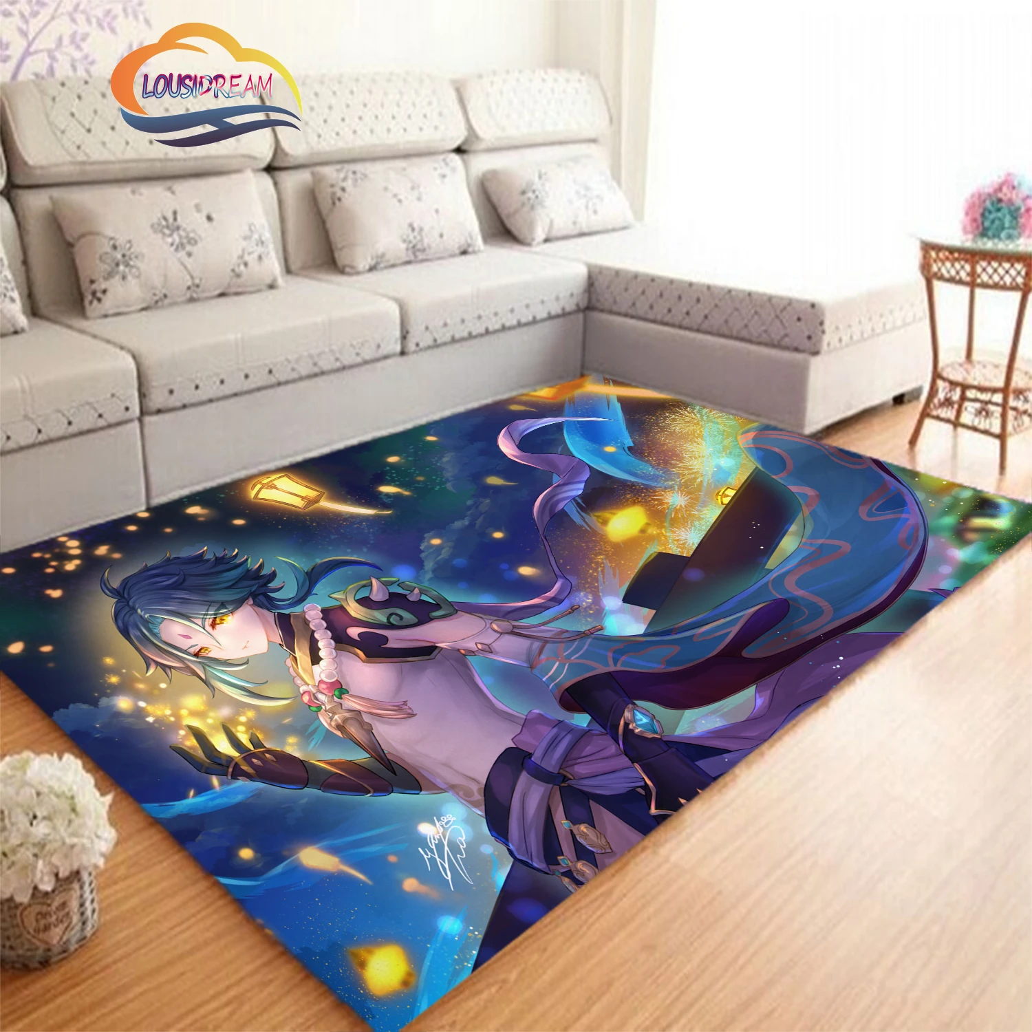 Open world adventure games Genshin Impact Character carpet cosplay rug SIAO or TARTAGLIA and Kaedehara Kazuha series pattern mat