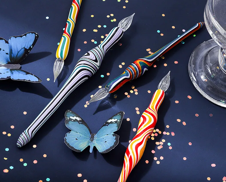 Magic Graffiti Colorful Glass Dip Pen, Signature Pen Student Writing Gift Pen