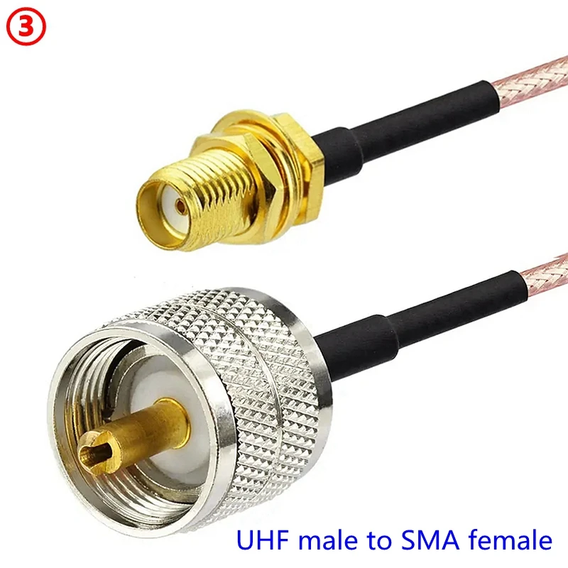 RG316 Kabel koncentryczny UHF PL259 SO239 do SMA męski żeński prawy złącze Anlge UHF do SMA zaciskanie kabla Niskie straty Szybka dostawa RF — zdjęcie 5