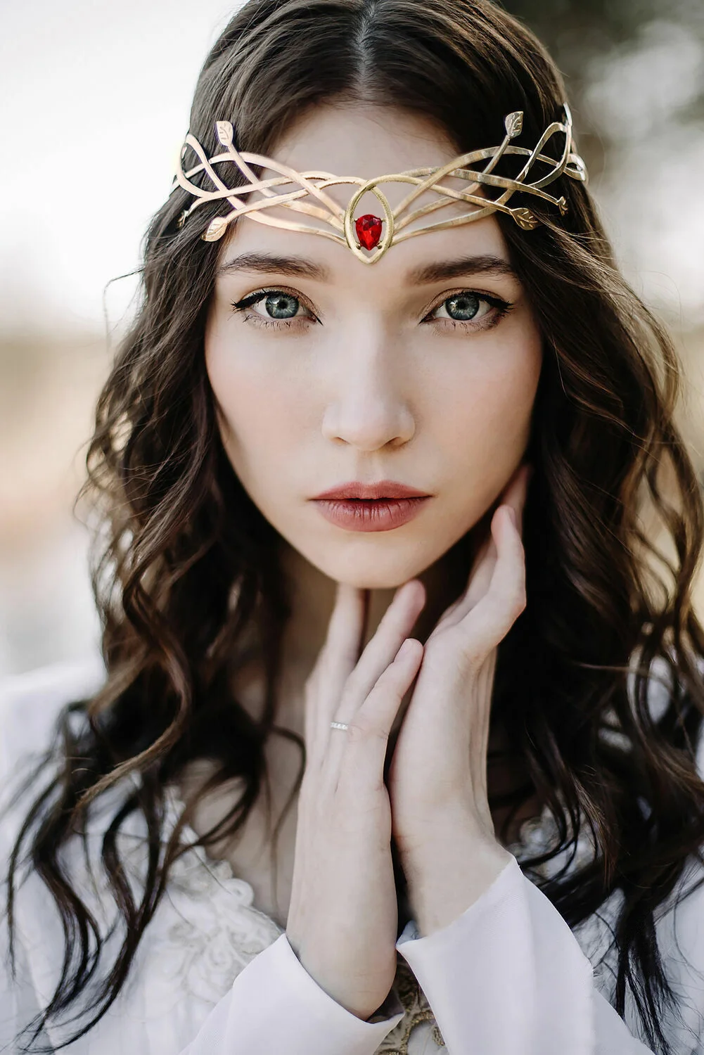 Goddess Cosplay Forehead Round Elves Crowns Tiara Women Man Vintage Leaf Headband Bridal Hair Accessories Crown Wedding Headwear