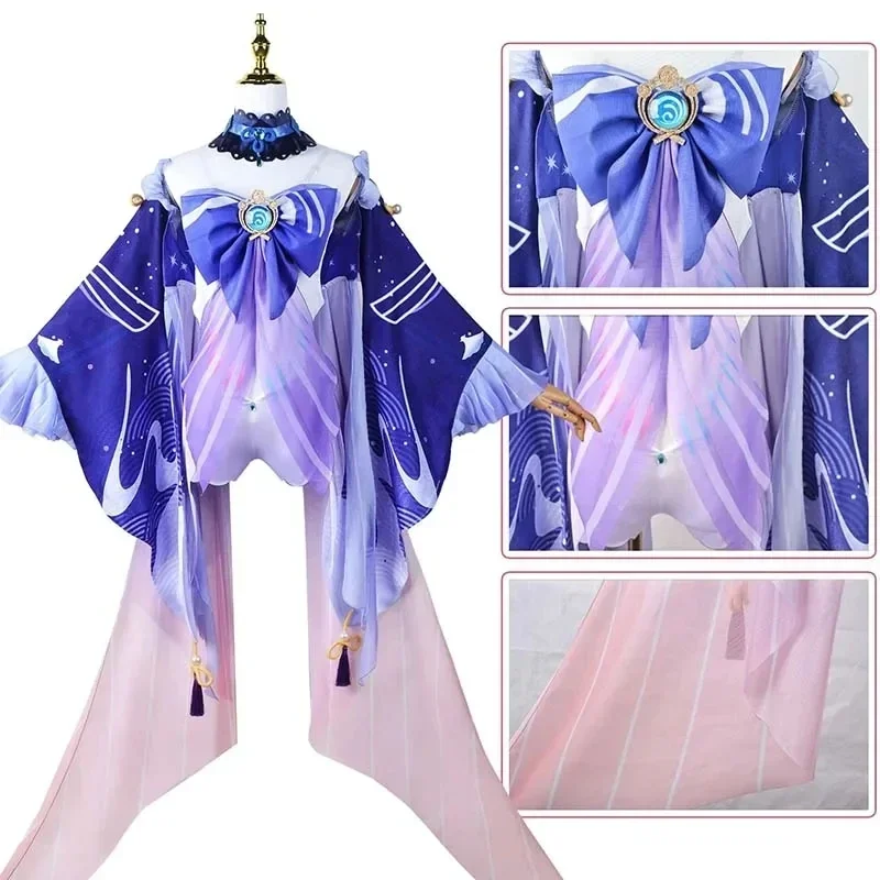 Sangonomiya Kokomi Cosplay Costume Pearl of Wisdom Kokomi Outfit Dress Wig Full Set Comic Con