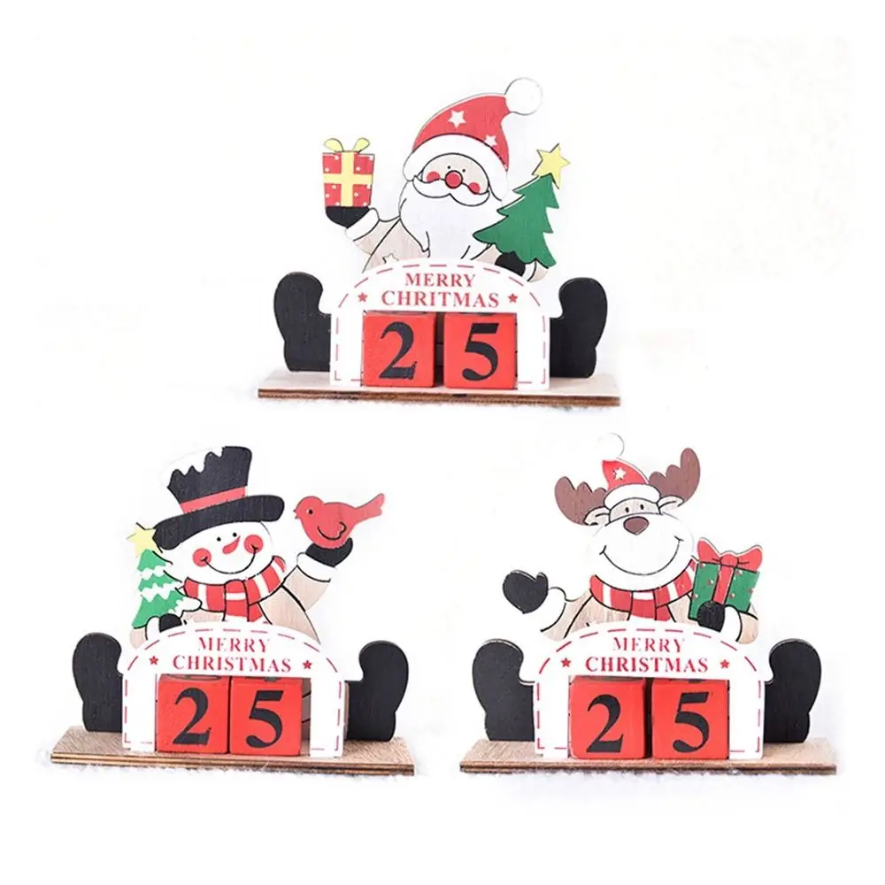 DIY Christmas Calendar New Tabletop Ornament Old Man Christmas Countdown Signs Creative Assembly Wooden Ornament Christmas