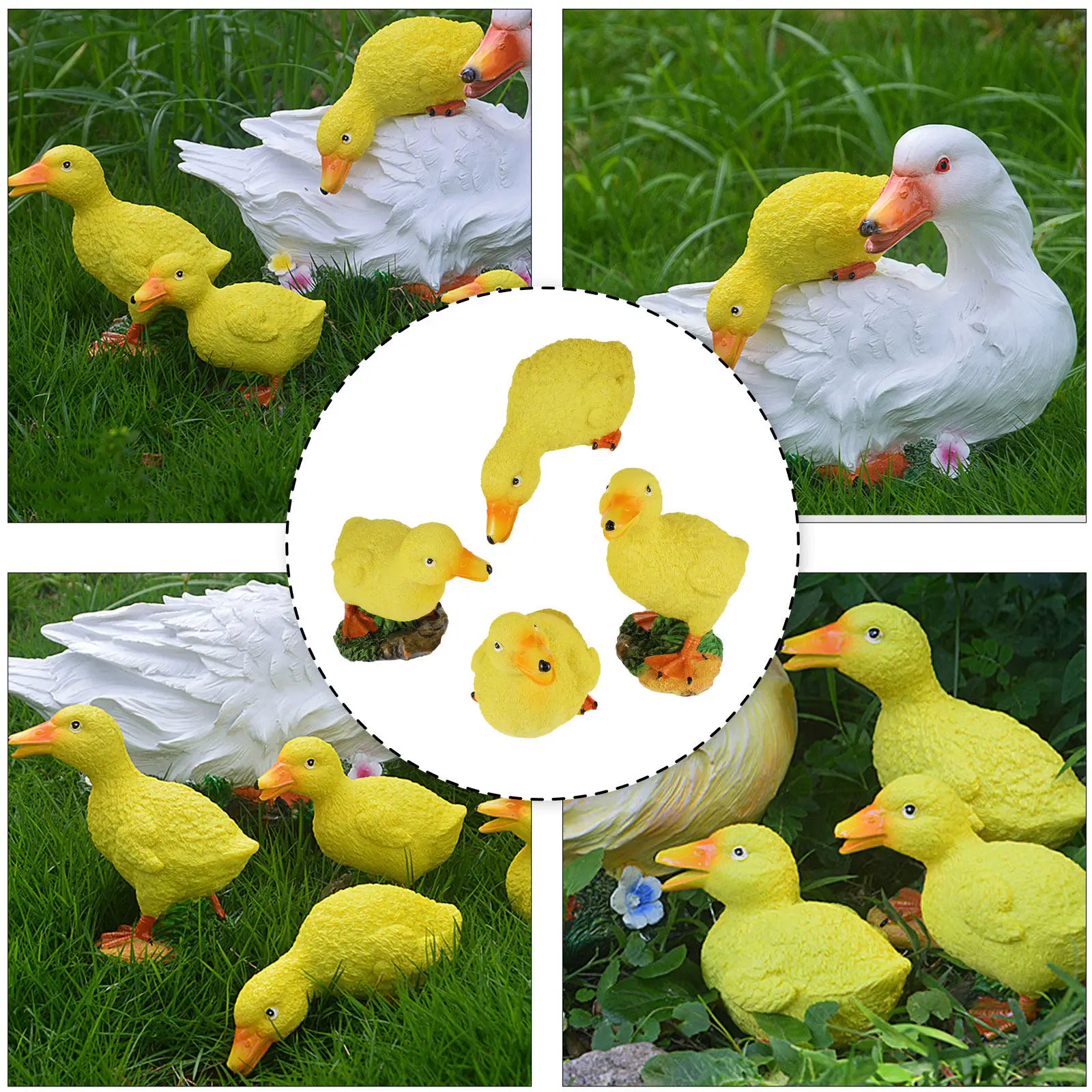 4Pcs Simulation Duck Decor Small Resin Craft Set for Garden Courtyard Indoor Landscaping Tabletop Adornment Artificial Resin