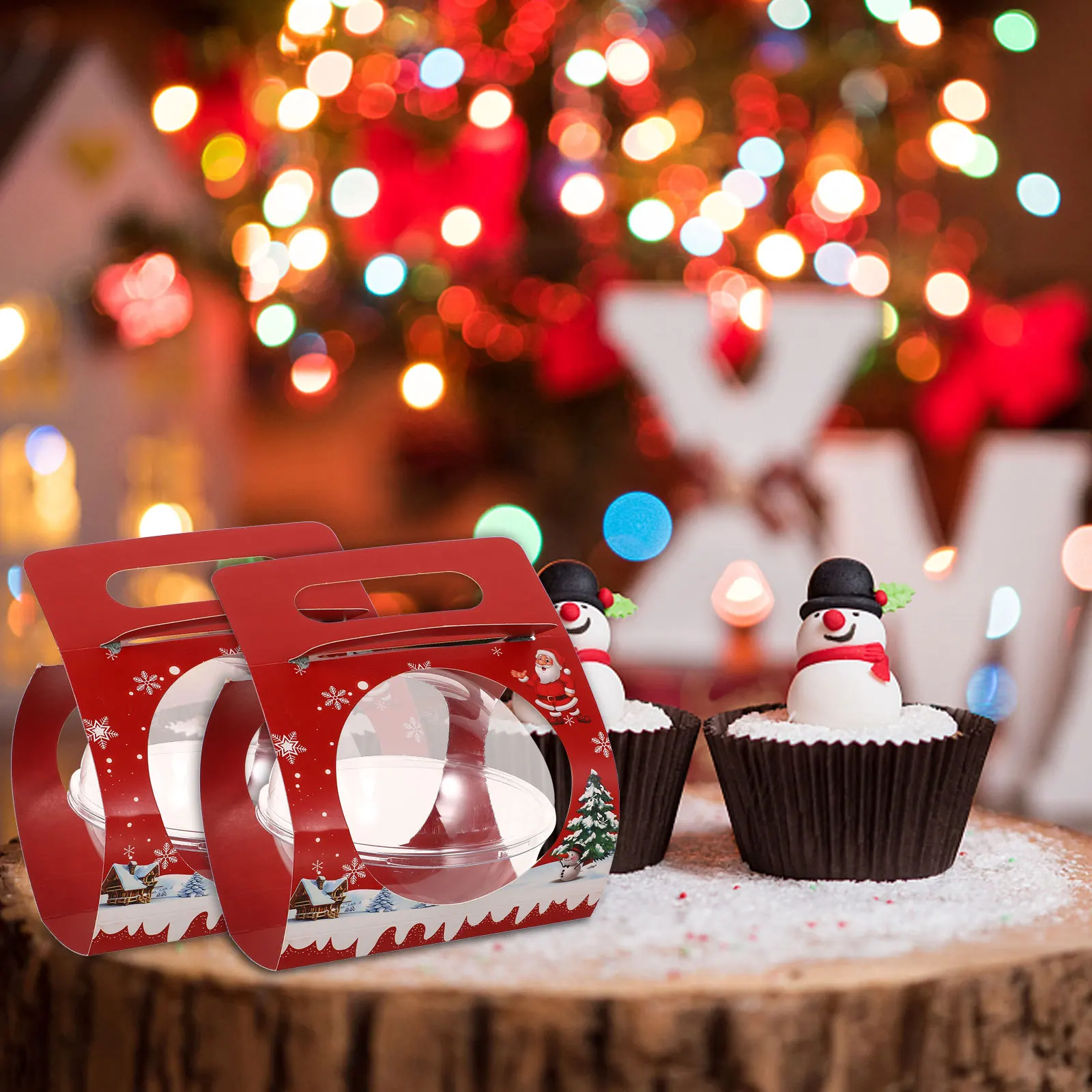 

12 set Cake Packaging Boxes Disposable Dessert Containers For Baking Pudding Mousse Fruit Salad Party Supplies Spherical Storage