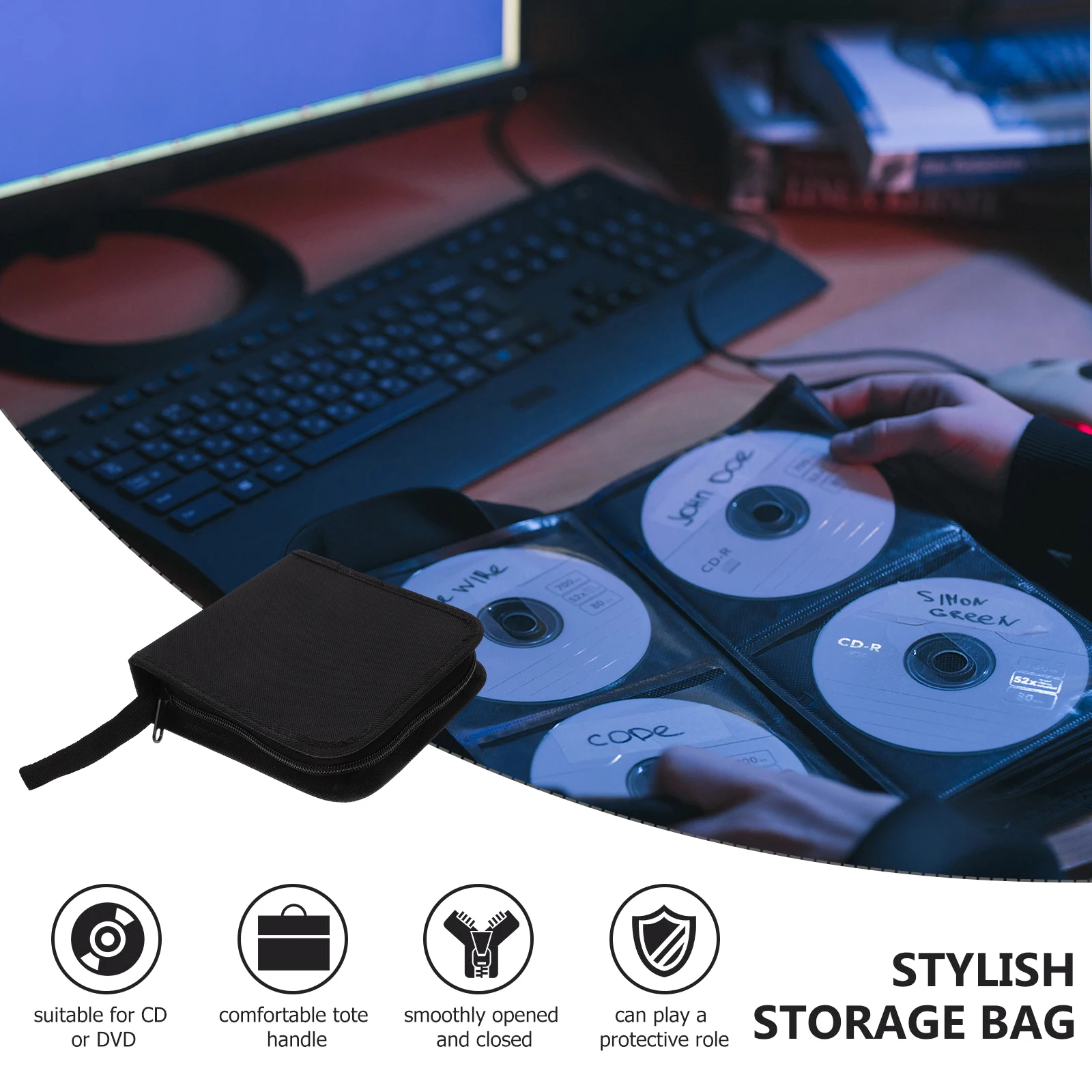 

Cd Case Dvd Storage Organizer Bag Zipper Closure Portable Compact Design For Movie Gamers Collection Transport Protection