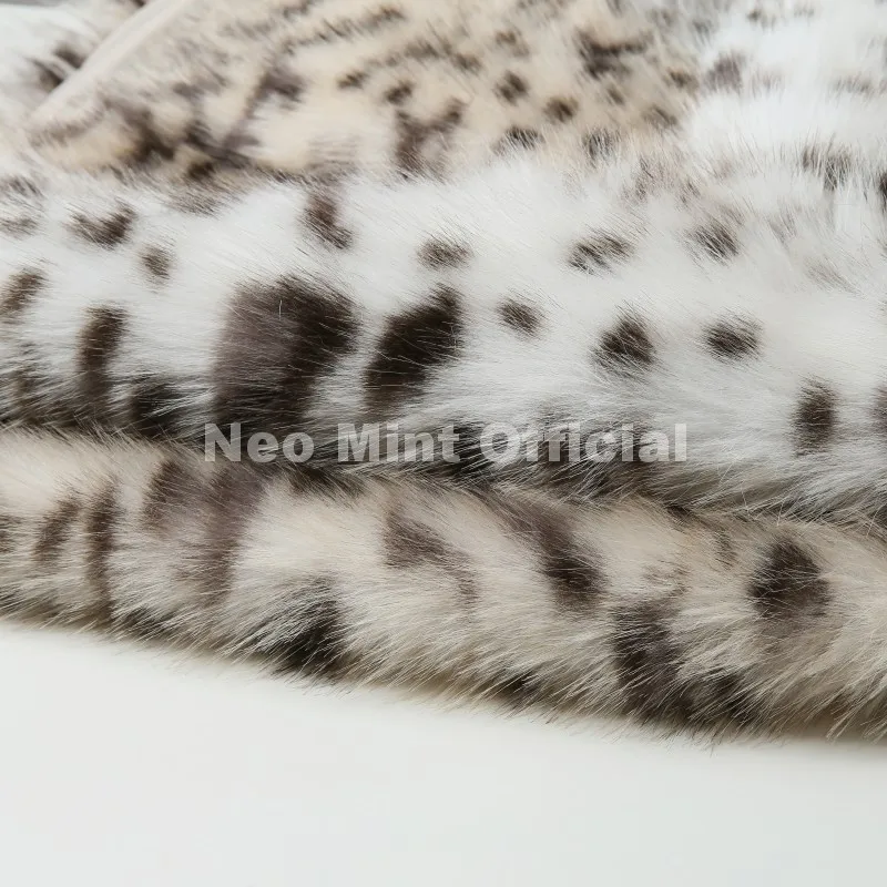 Neo Mint Vintage Classic Leopard Big Fur Collar Jacket Women Winter Brand Fashion Furry Faux Fox Fur Coats Chic Girls Streetwear