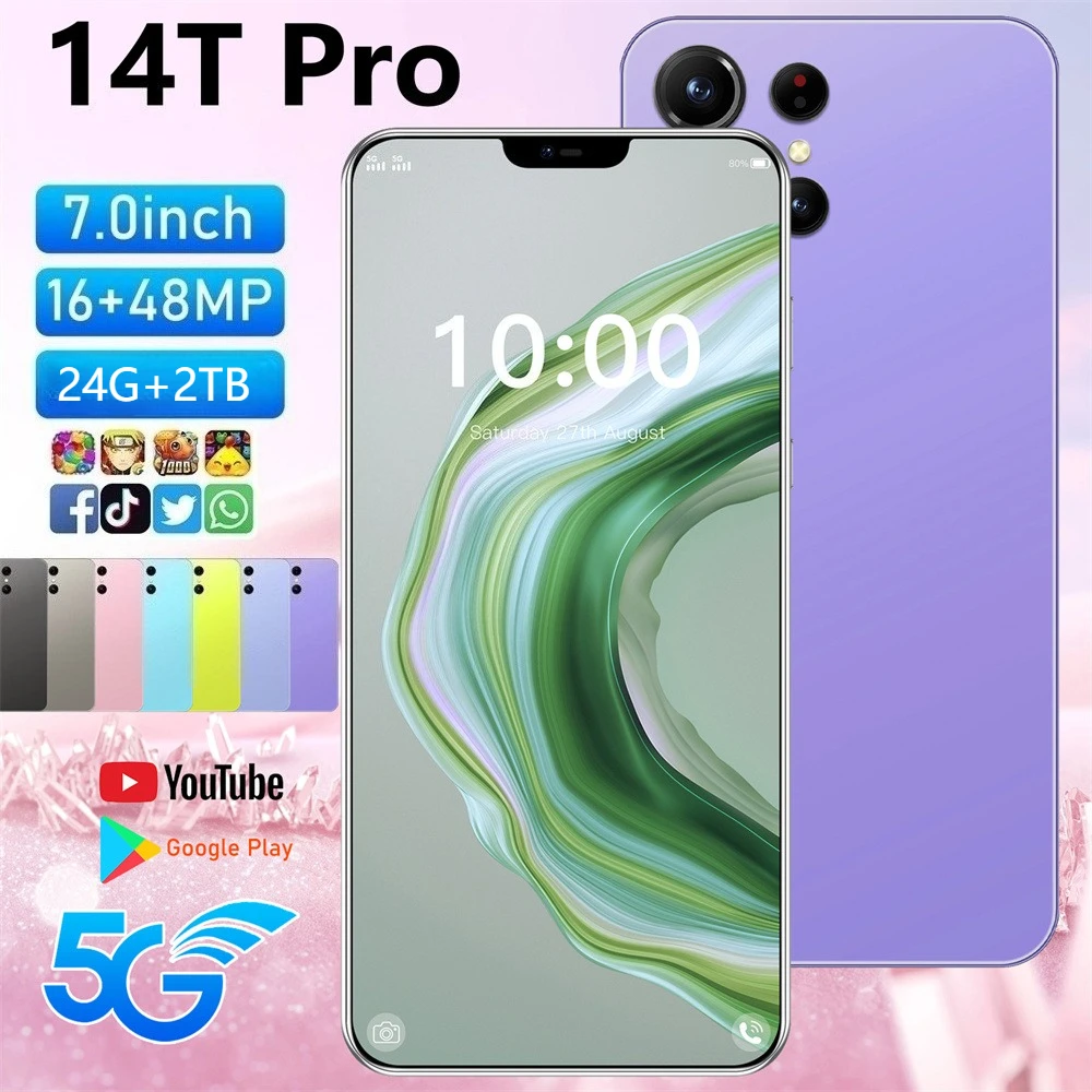 2026 العلامة التجارية الجديدة 14T Pro الهاتف الذكي 5G 7.3HD 22G + 2TB المزدوج سيم بطاقة الهاتف الخليوي أندرويد 8000mAh الهواتف المحمولة غير مقفلة الهواتف المحمولة #6