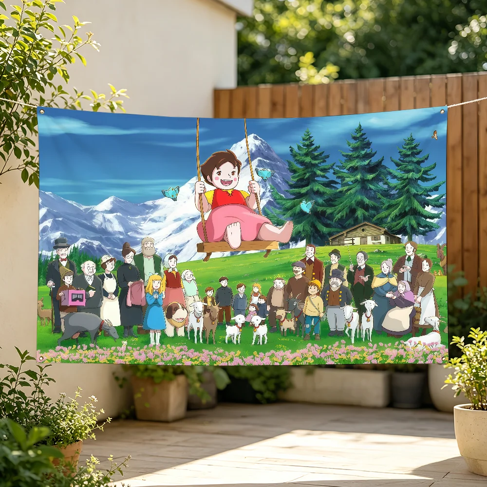Cartoon Heidi Girl of The Alps Flag For Sports Matches  Games Parade Rally Holiday Festival Backyard Balcony Club Bar Decor
