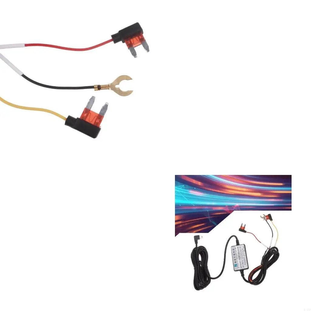 E1PF Car DVR Exclusive Power Box Cable 3-Wire 12V~30V to 5V 2.5A Mini USB Cord Car Adapter for Mini USB Port Devices