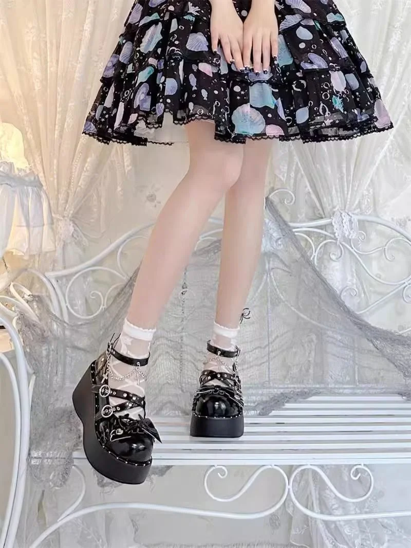 

Sweet Lolita Thi Heel oes Панк Субкультура Лето 2025 Высокий каблук Faion Single oes Корейская повседневная одежда с узлом
