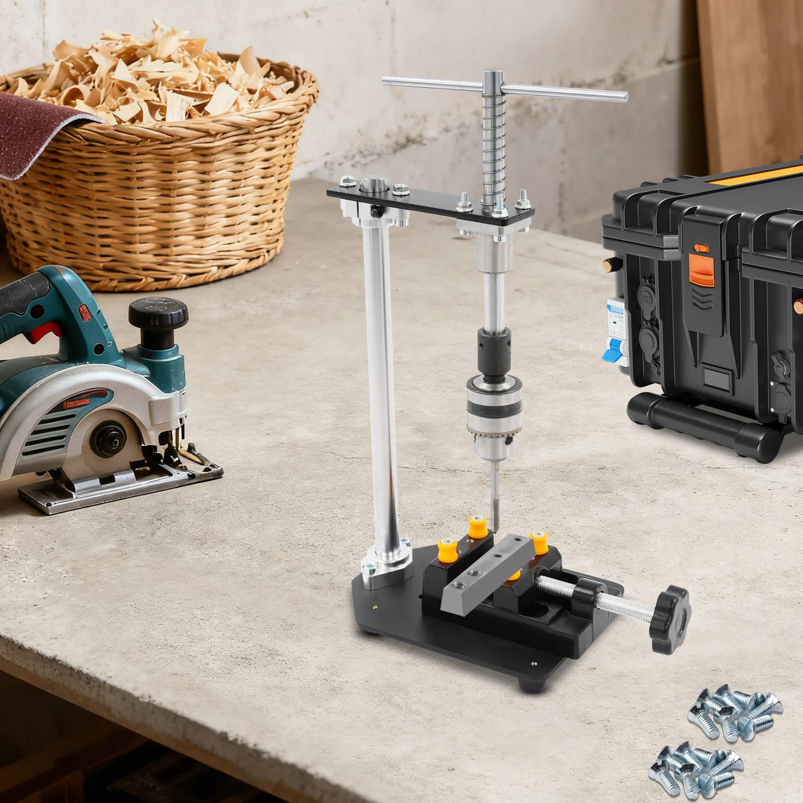 

Manual Tapping Machine with 6 Taps & Bench Vise Hand Tapper for M3-M10 Threading Steel Aluminum Alloy Workshop Home DIY Tool