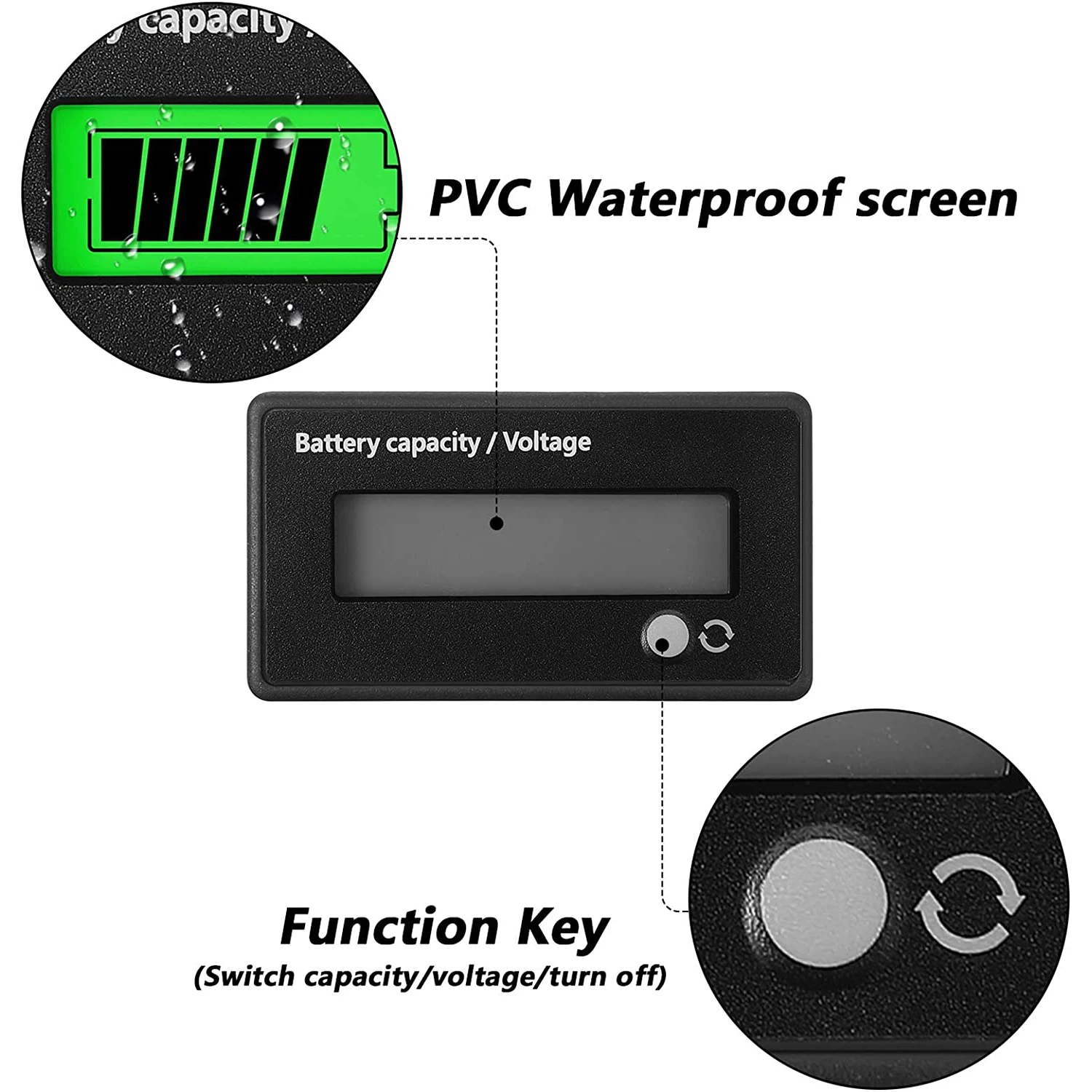 Dc 12v 24v 36v 48v 72v Battery Meter with Alarm Battery Capacity Indicator Monitor Voltage Meter and Lithium Ion Indicator