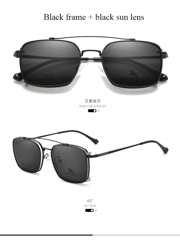BCLEAR Vintage Legierung Clip-Auf Sonnenbrille Mode Optische Rahmen Männer Frauen Spektakel Polarisierte Clip Sonnenbrille UV Schutz – Detail 13
