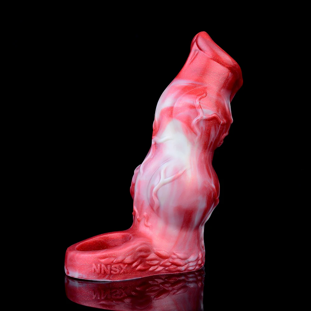 LEZEE-Manchon de pénis pour chien avec fonction de pulvérisation d'eau, gros nœud, gode creux, gode éjaculant, gaine éducative, canal intérieur du fil, jouets sexuels