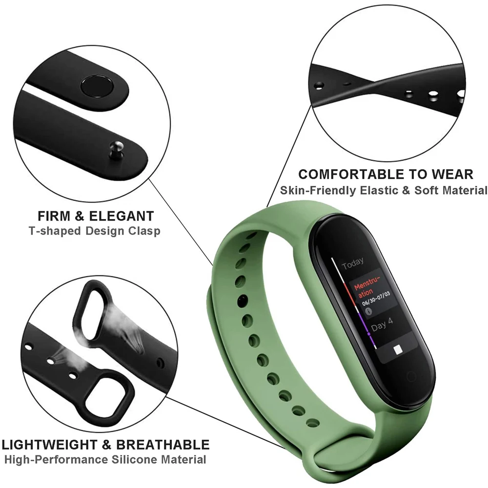 YAYUU Correa de muñeca de silicona para Xiaomi Mi Band 7 6 5 4 3 Correa de repuesto deportiva para Mi Band 7 6 5 4 Pulsera