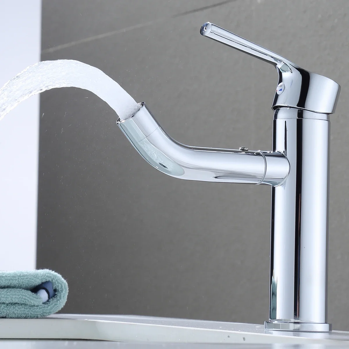 Bathroom Basin Faucet Wall Mounted Single Hole Cold & Hot  Wall Sink Swivel Spout Sink Taps for Gargle Brushing