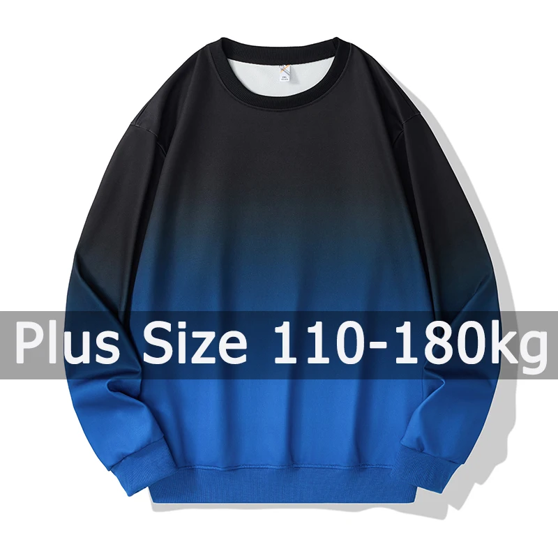 Plus Size Sweatshirts Pullovers 110-180kg 5XL 6XL 7XL Loose Gradient Long Sleeve T-shirt Big Size Men Clothing Spring Hoodies