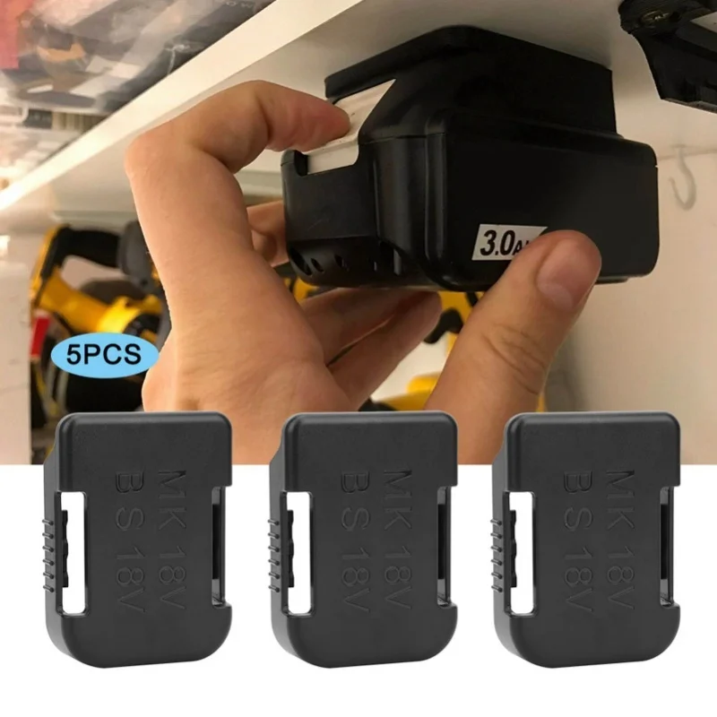 

5Pcs Lithium Battery Storage Rack Shelf Bracket Belt Slot For Makita 18V Fixing DevicesBlack
