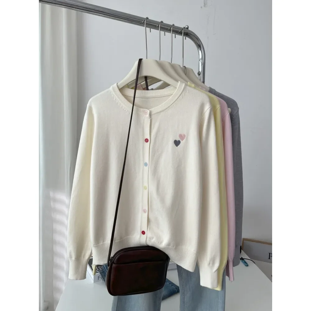 Fashion Versatile Women Sweater 2026 Autumn Winter Elegant Embroidered Women Knit Cardigan Long Sleeve Unique Colorful Buttons