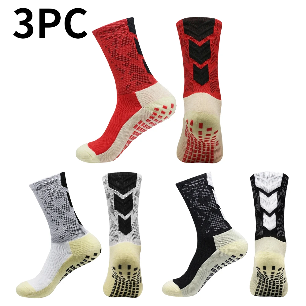 

3 pairs Mens Womens Heel Shield Pattern soccer Socks Sports Square Silicone Non-Slip Football Socks calcetines antideslizante