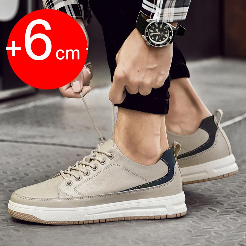 

Men's Elevator Shoes 2025 Height increasing shoes Leather Heightening Shoes For Men Insole 6CM Heels Casual Lift Shoes Man