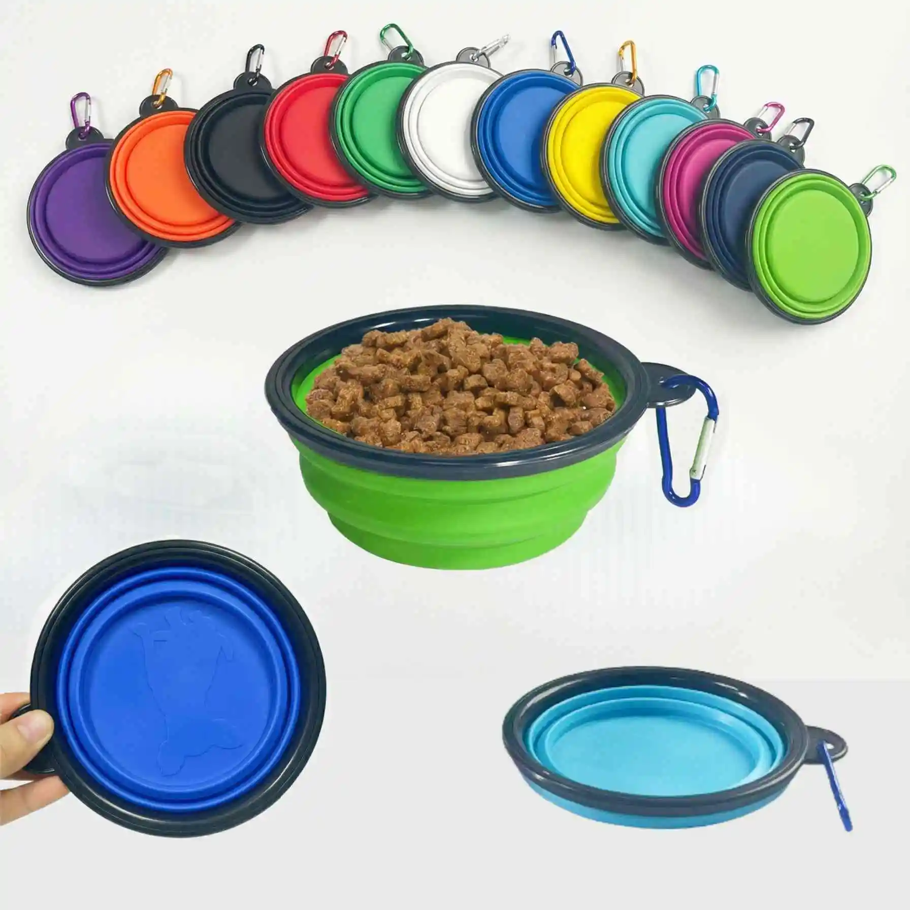 Easy taking portable Pet Food Bowl for Cats And Dog TPE foldable Collapsible Travel Outdoor Water Food plate for Pets