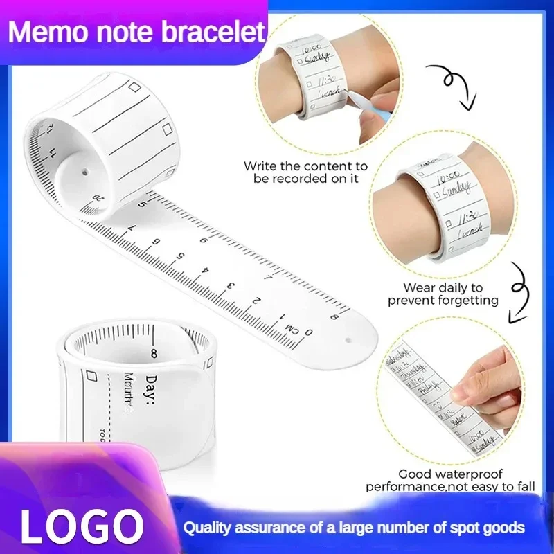 Silicone Writeable Wearable Memo Waterproof Erasable Oversized Scale Slap Ring Pocket To-do List Wrist Strap with for Children