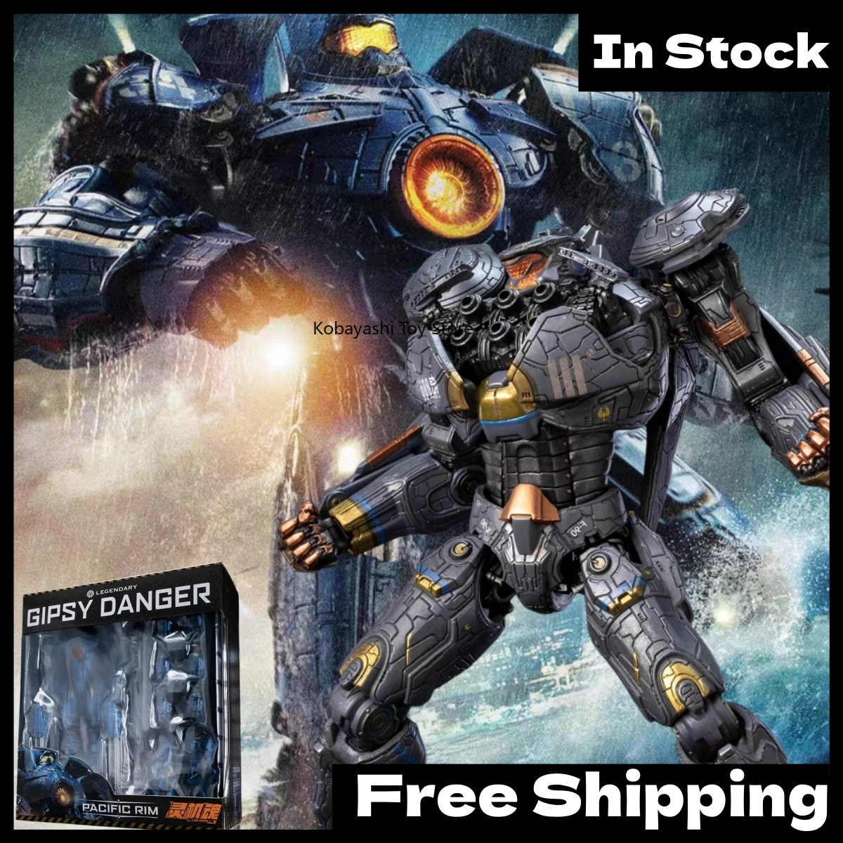 

In Stock Authentic LING JIHUN Pacific Rim Gipsy Danger LED Light Up Articulated Action Figure 8" Collectible