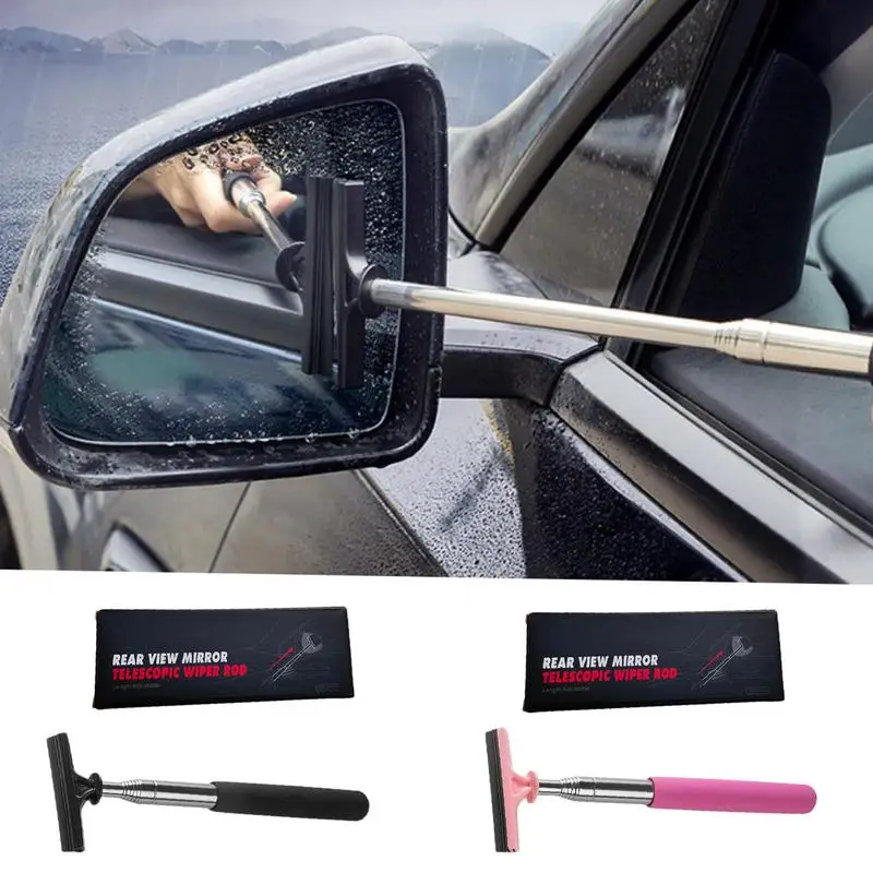 Car Squeegee Retractable Auto Rearview Mirror Wiper Portable Vehicle Side Mirror Squeegee for Rainy Foggy Snowy Weather Cleaning