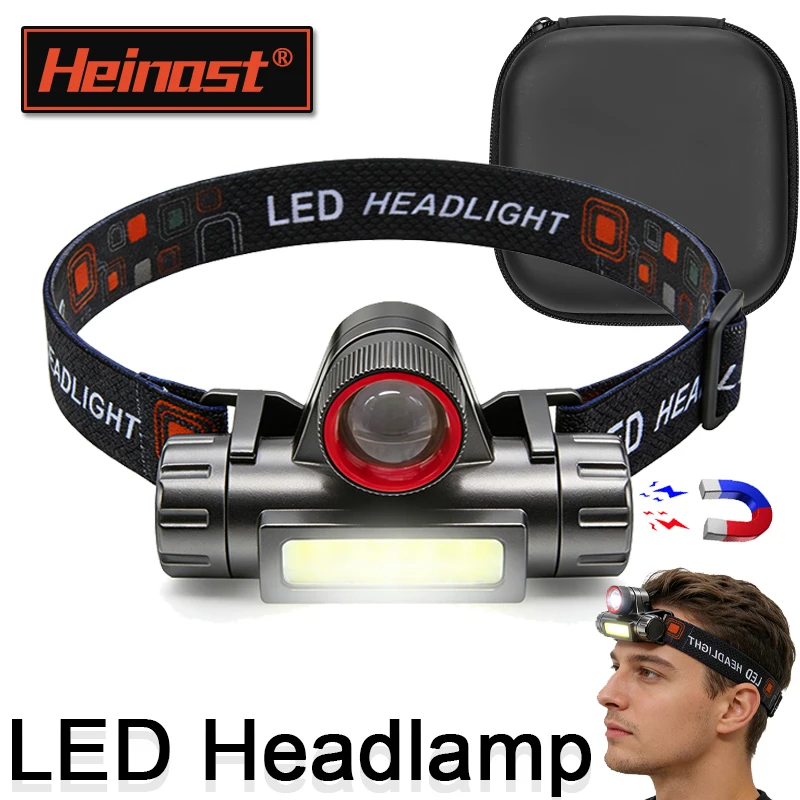 

Портативный миниатюрный мощный светодиодный налобный фонарь XPE+COB с USB-зарядкой, водонепроницаемый, для охоты, с магнитным креплением на задней части