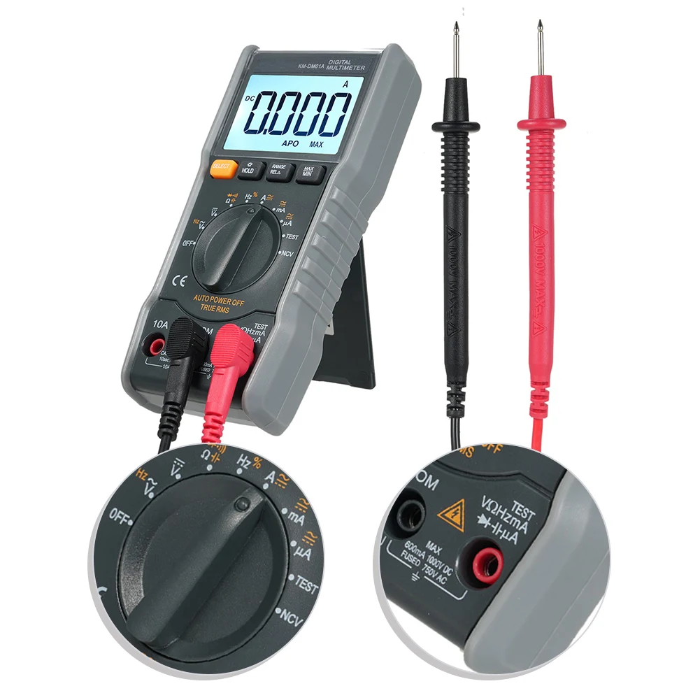 KM-DM01A Digital Multimeter 6000 Counts True for rms with High Performance Chip Accuracy and Low Power Consumption