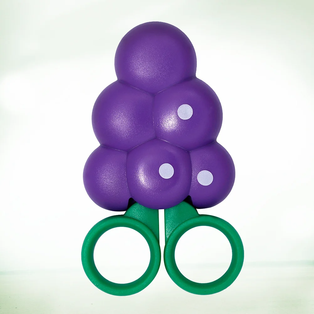Kids Grape Shape Safety Scissors Stainless Steel Sharp Blade with Blunt Tip Fruit Design One-Touch Open Easy Grip for Small