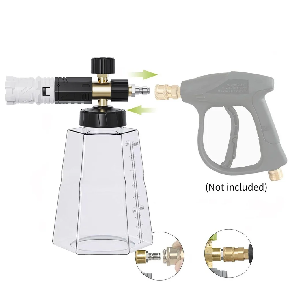 /4000PSI /Aluminum /Alloy Foam Sprayer With 1/4 Quick Connect Adjustable Nozzle And 1000ml Bottle For Pressure Washer Cleaning T