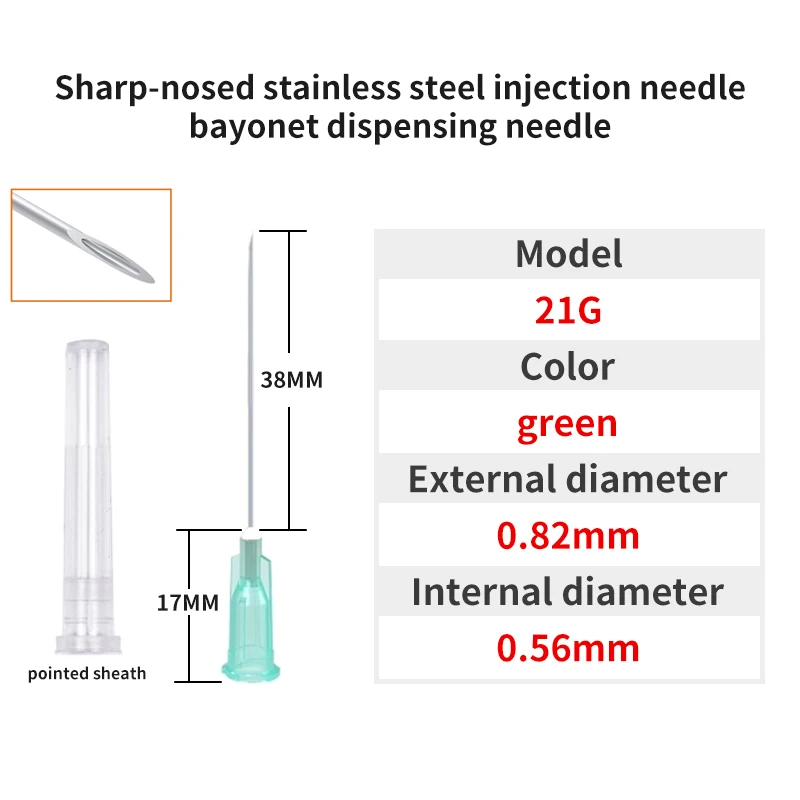 30 PCS Pointed Dispensing Needles Stainless Steel Injection Needles Transparent Syringe Bayonet Needles With Transparent Caps