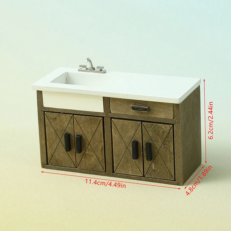 1:12 ドールハウスミニチュアレトロキャビネットシンク引き出しチェスト家具ホームモデル装飾おもちゃドールハウスアクセサリー