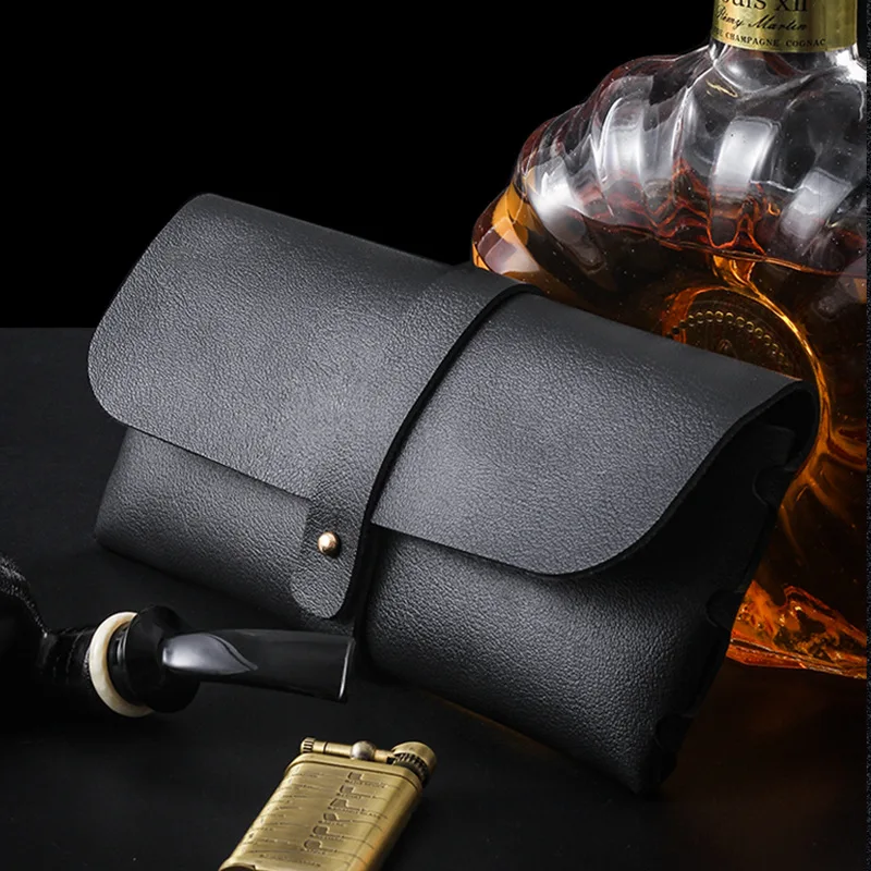 Tobacco Pouch Bag PU Leather Pipe Cigarette Holder Smoking Paper Holder Men Wallet Bag Portable Tobacco Storage Bag Gift