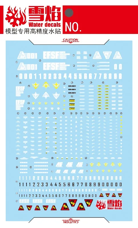 Flaming Snow HGUG-114 Ultra High Precision Fluorescent Waterslide Decals Fit RGM-89DEW EWAC JEGAN Model Kit DIY Upgrade Stickers view 2