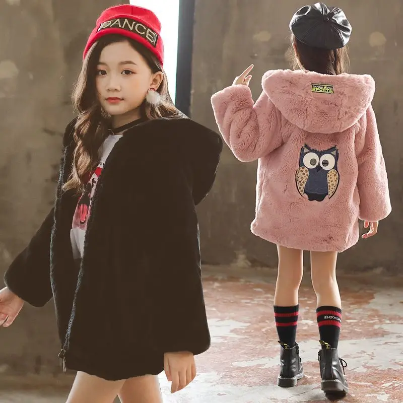 3-12Year Baby Girls Jacket Autumn Winter Warm Faux Fur Coat For Girls Christmas Princess Outwear Fashion Plush Children Clothing