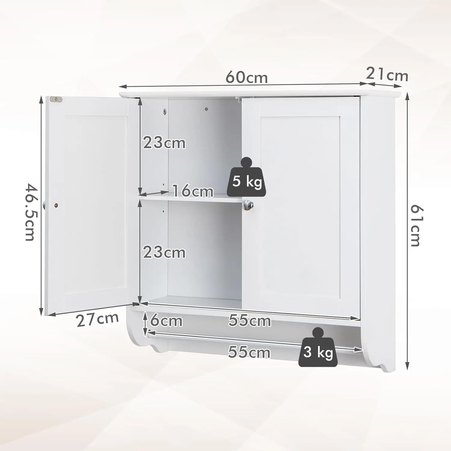 **/Bathroom Wall Cabinet, Over The Toilet Medicine Cabinet W/ 2 Doors, Adjustable Shelf, Towel Bar
