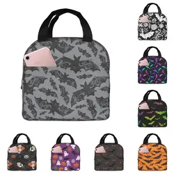 Reutilizáveis Halloween Bats Lunch Bag para mulheres, Lancheira impermeável, Tote térmico de Bento, Saco térmico isolado, Saco térmico