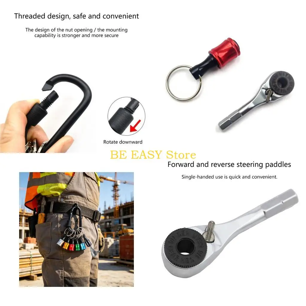 

E28F 1/4 Hex Shank Drill Bit Holders Keychain for Most Drill Bit Screwdriver Bit Holders Key Chain Ratcheting Wrench Keychain