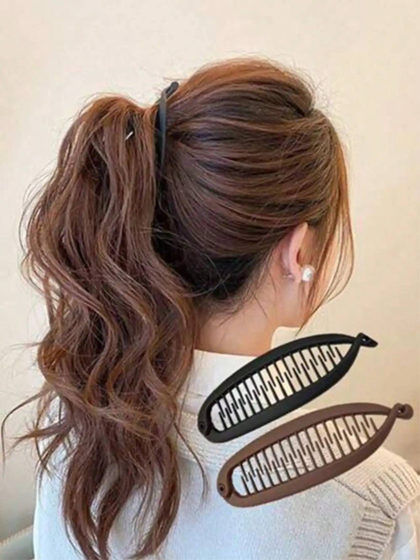 Large Hair Volume Amber Banana Clip Ponytail Clip French Elegant High Skull Top Hair Clip Twist Clip