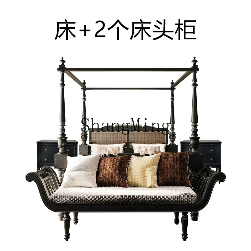 

CL rattan double bed/neoclassical solid wood bed with mantle frame/master bedroom wedding bed