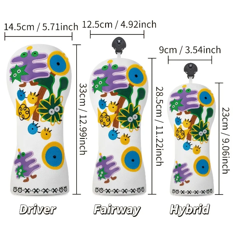 Fresh White Abstract Graffiti Push Rod Head Cover - Colorful Splash Design, Fashionable Golf Protective Cover image 6