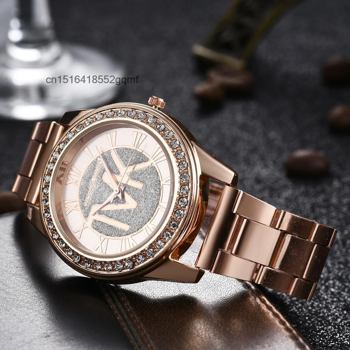 Luxury Brand TVK Ladies Watch Gold Stainless Steel Water Resistant Full Diamond Digital Quartz Watches For Women Montre Gift