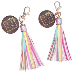 Bohemian Style Colorful Key Ring Key Ring Backpack Charm Colorful Leather Tassel Car Keychain Gift Key Chain Accessories Cute