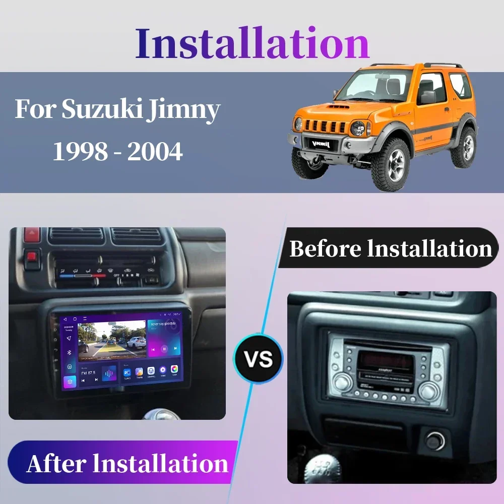 For Suzuki Jimny 1998 - 2004 Car Radio Android Multimedia Player Carplay GPS Navigation QLED Touch Screen Auto Stereo WIFI DSP