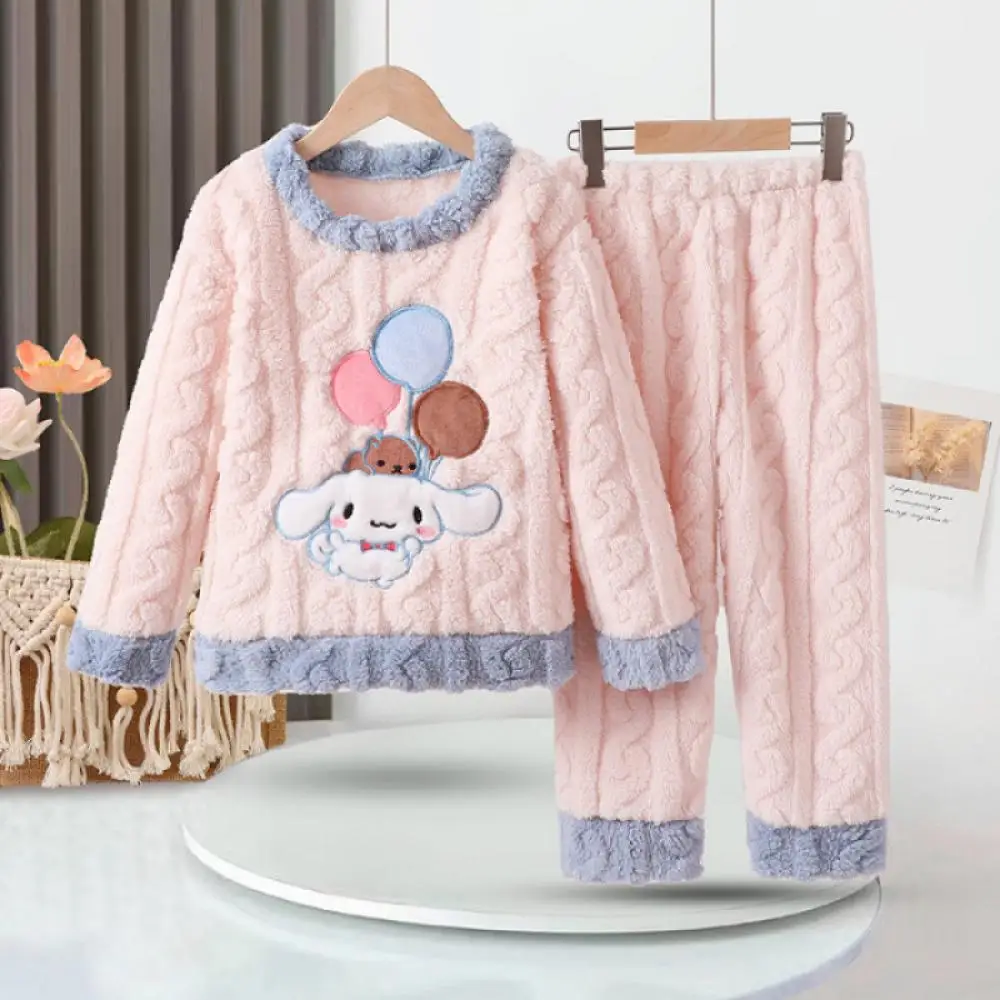 

Children Girl Pajama Set Winter Cinnamoroll Sanrio Sweet Princess Style Kuromi Melody Cute Cartoon Comfort Sleepwear Home Wear
