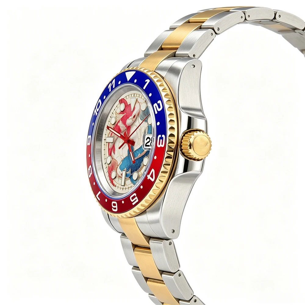 Luxury custom watch NH35 movement automatic mechanical watch sapphire glass business creativity watch stainless steel strap